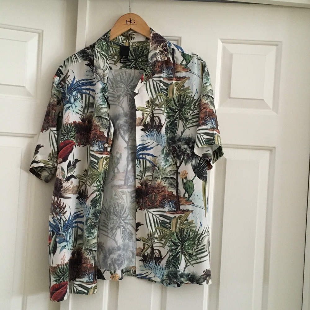 Tropical Print Short-Sleeve Shirt Jacket - Multicolor